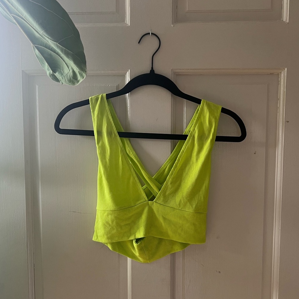 Neon green cropped tank top - shein